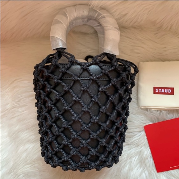 STAUD Handbags - New! STAUD Monreau Leather Net Bucket Bag